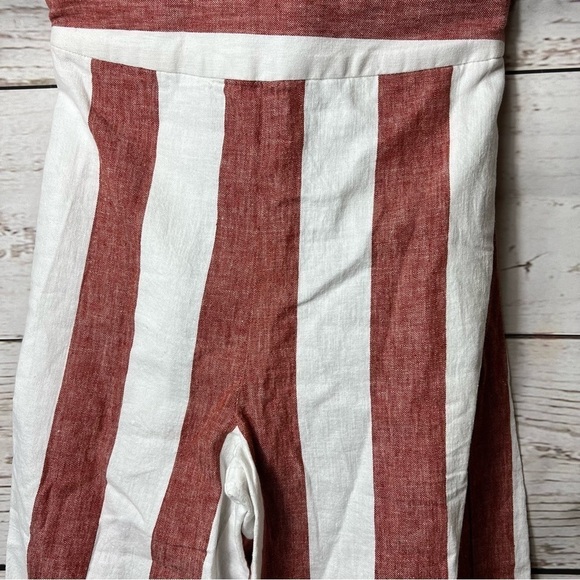 Nwt Madewell Huston Pull-On Crop Pants In Evelyn Stripe Linen Viscose Blend - Picture 4 of 7